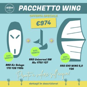 Pacchetto completo WING tavola RRD Air Beluga 170 Y26 + vela RRD EVO Wing 5,0 + foil RRD Universal 1750