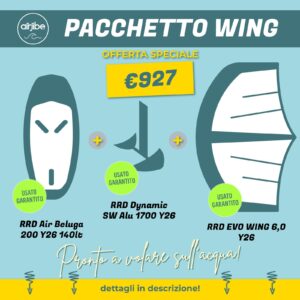 Pacchetto completo WING tavola RRD Air Beluga 200 Y26 + vela RRD Evo Wing 6,0 Y26 + foil RRD Dynamic SW 1700
